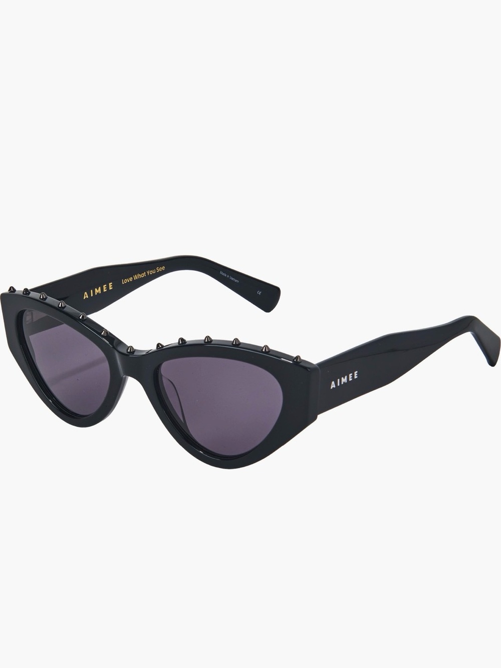 Aimee Leon Dore Black Cat-Eye Sunglasses with Stud Accents